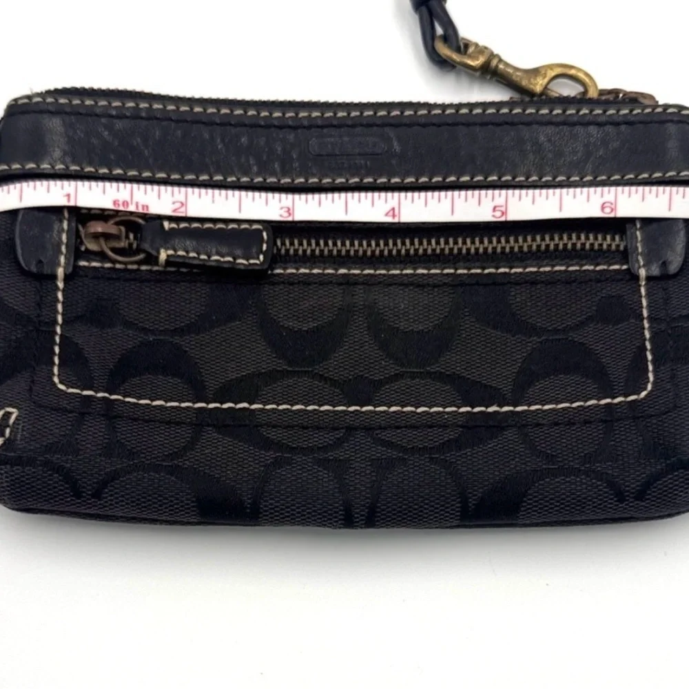 Coach Black and Gray Wristlet with Signature Design
